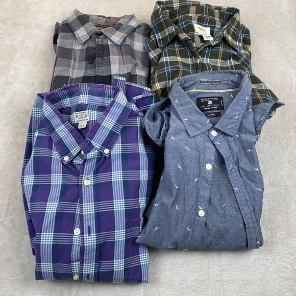 Set Of 4 Mens Long and Short Sleeve Shirts By J.Crew Denim & Flower, Talbots, Ba - Picture 7 of 7